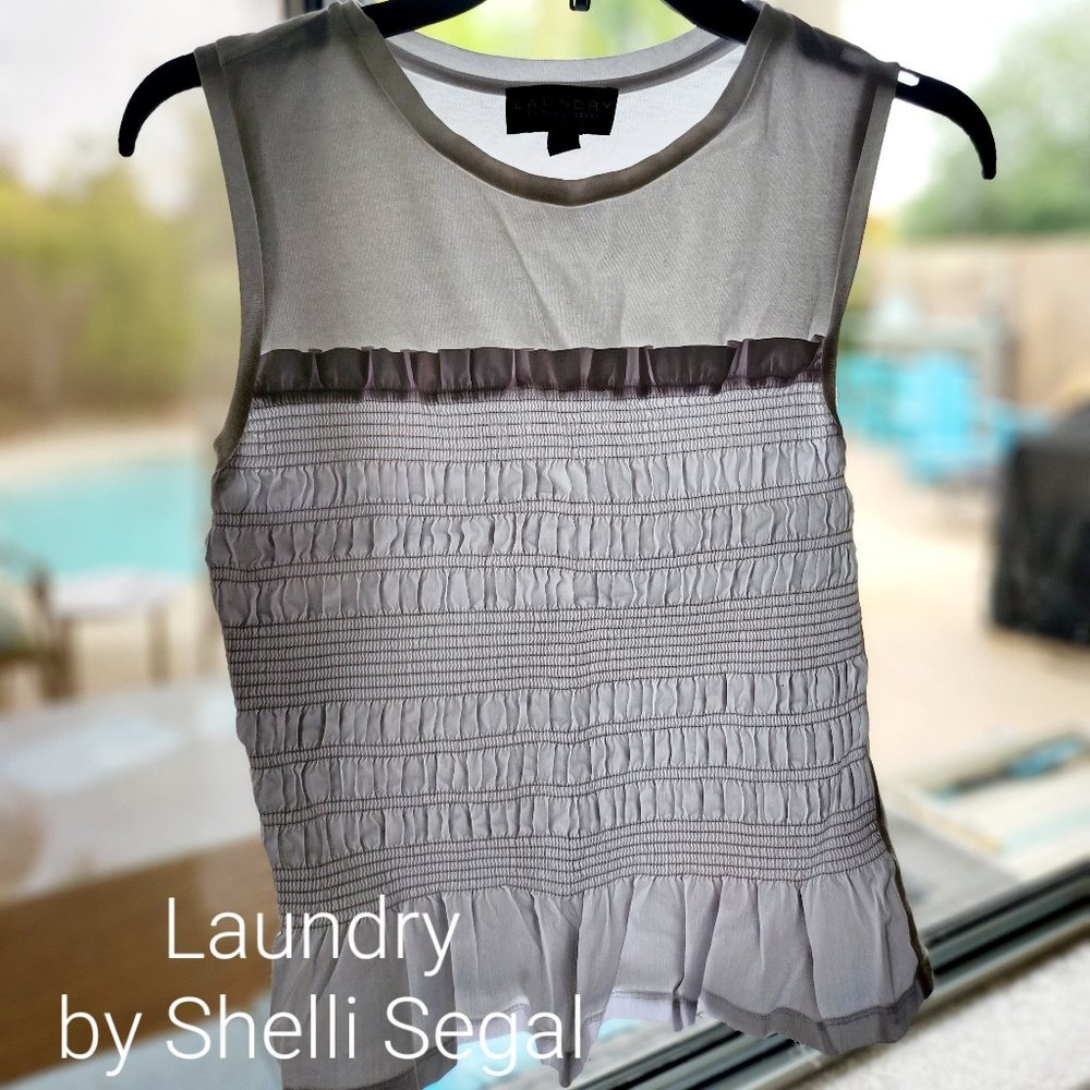 White ruffle sleeveless top by Laundry